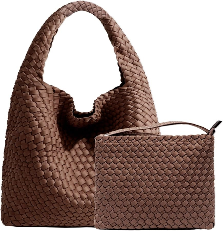 JINMANXUE Woven Purse for Women, Neoprene Top-handle Shoulder Bag, Hobo Tote, Travel Handbag, Wri... | Amazon (US)