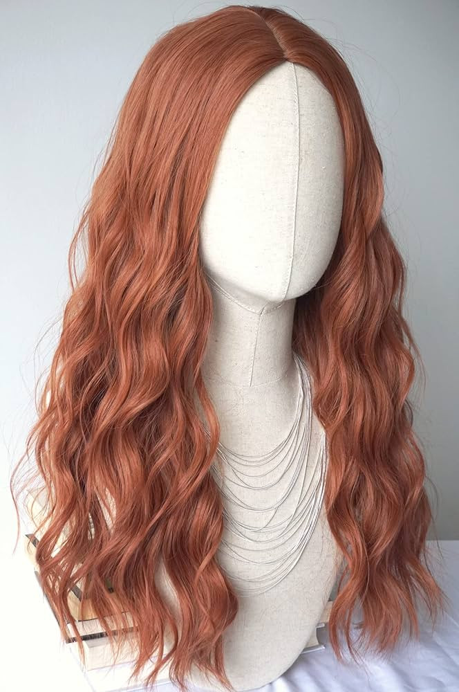 Long natural red wig Red Hair Wig Long Curly Costume Wigs Synthetic Red copper Wavy curly Wig 28i... | Amazon (US)