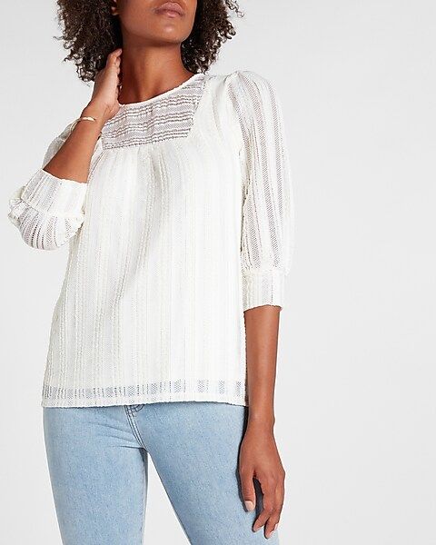 Lace Crew Neck Top | Express