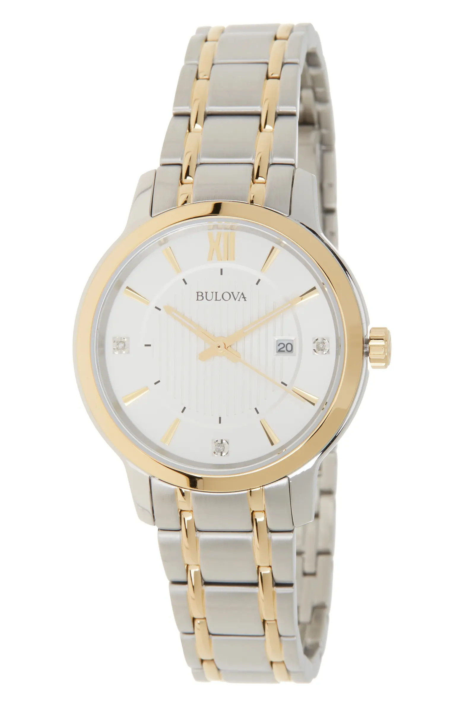 BULOVA Classic Two-Tone Diamond Bracelet Watch, 32mm | Nordstromrack | Nordstrom Rack