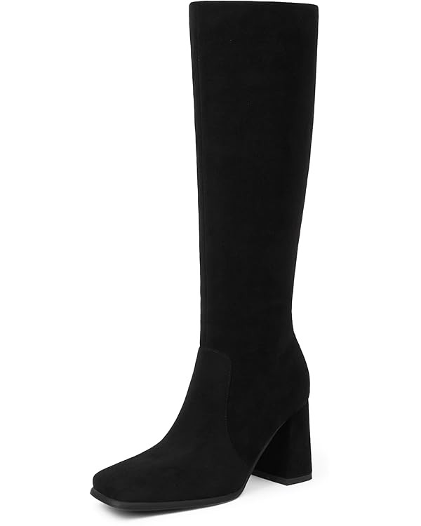 Modatope Knee High Boots Women Chunky Heel Square Toe Tall Boots for Women High Heel Side Zipper ... | Amazon (US)