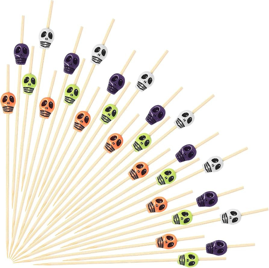 Boao 200 Pieces Skull Picks Skull Toothpicks Cocktail Picks Fruit Sticks Toothpicks Sandwich Appe... | Amazon (US)