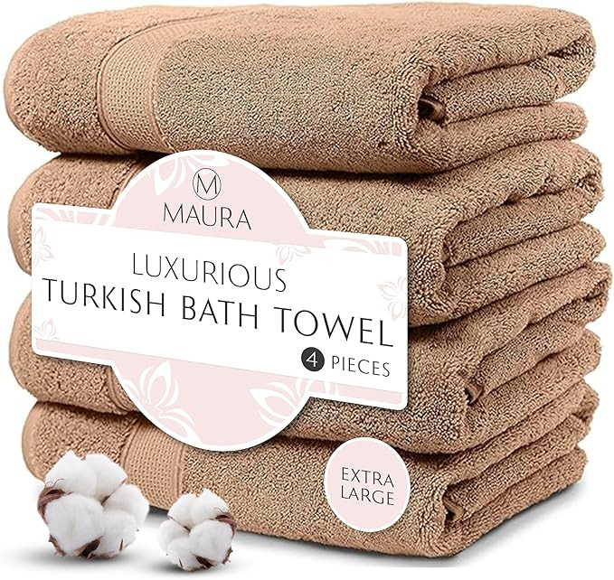 Maura Exquisite 4-Piece Turkish Bath Towel Set: Ultra-Soft, Thick, and Plush Towels for a Premium... | Amazon (US)