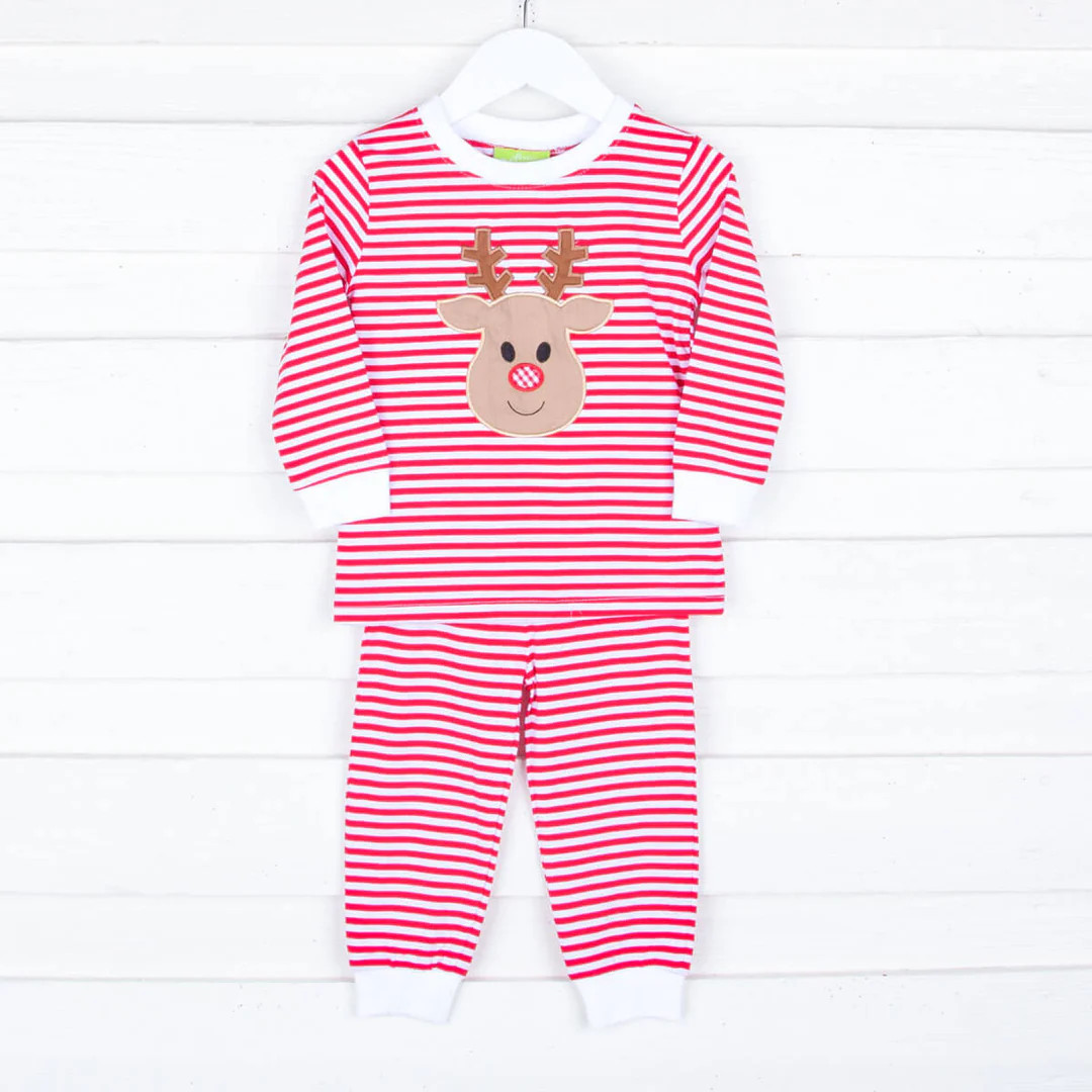 Oh Deer Red Stripe Pajamas | Classic Whimsy