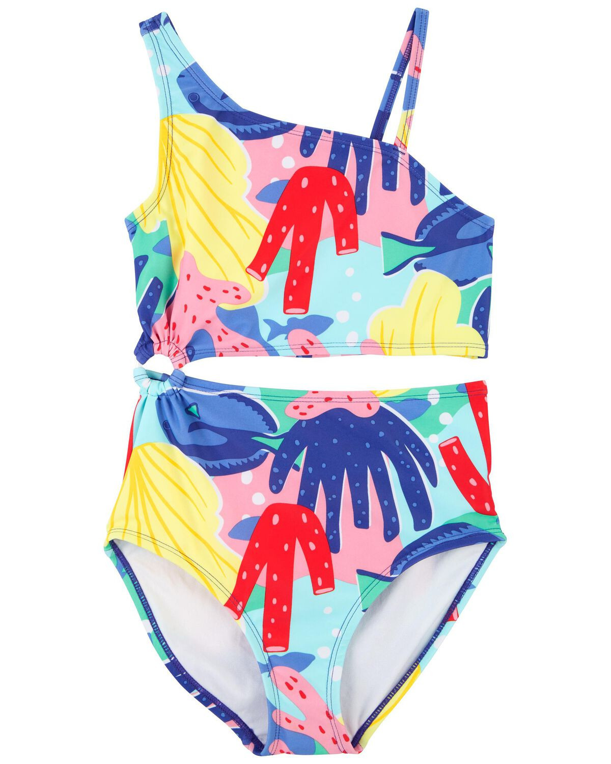 Multi Kid 1-Piece Cut-Out Coral Swimsuit | carters.com | Carter's