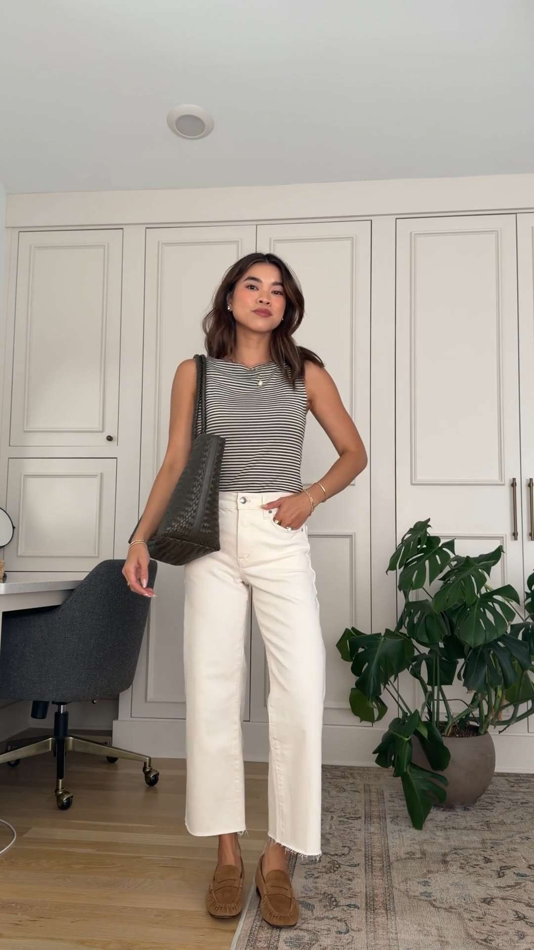 Wearing all @Madewell! I love these petite friendly jeans for the summer.

Sizing info: 
•Madewell The Perfect Vintage Wide-Leg Crop Jean (Size 24 Petite in Vintage Canvas)
•Madewell Boatneck Sleeveless Sweater (Size XS in Ivory and Olive Mini Stripe)
•Madewell The Signature Woven Tote (In Faded Olive)
•Madewell The Ashley Ruched Loafer in Suede (In Aged Cognac)

Petite style, petite fashion, mom outfit, mom style, petite pants, petite outfit ideas, petite outfits, best pants for petite, petite denim, spring style, spring outfits, beach outfits, vacation outfits, wedding guest dress, summer outfit, madewell outfits, madewell jeans, madewell blouse, summer top,

#LTKootd #LTKSeasonal #LTKPetite