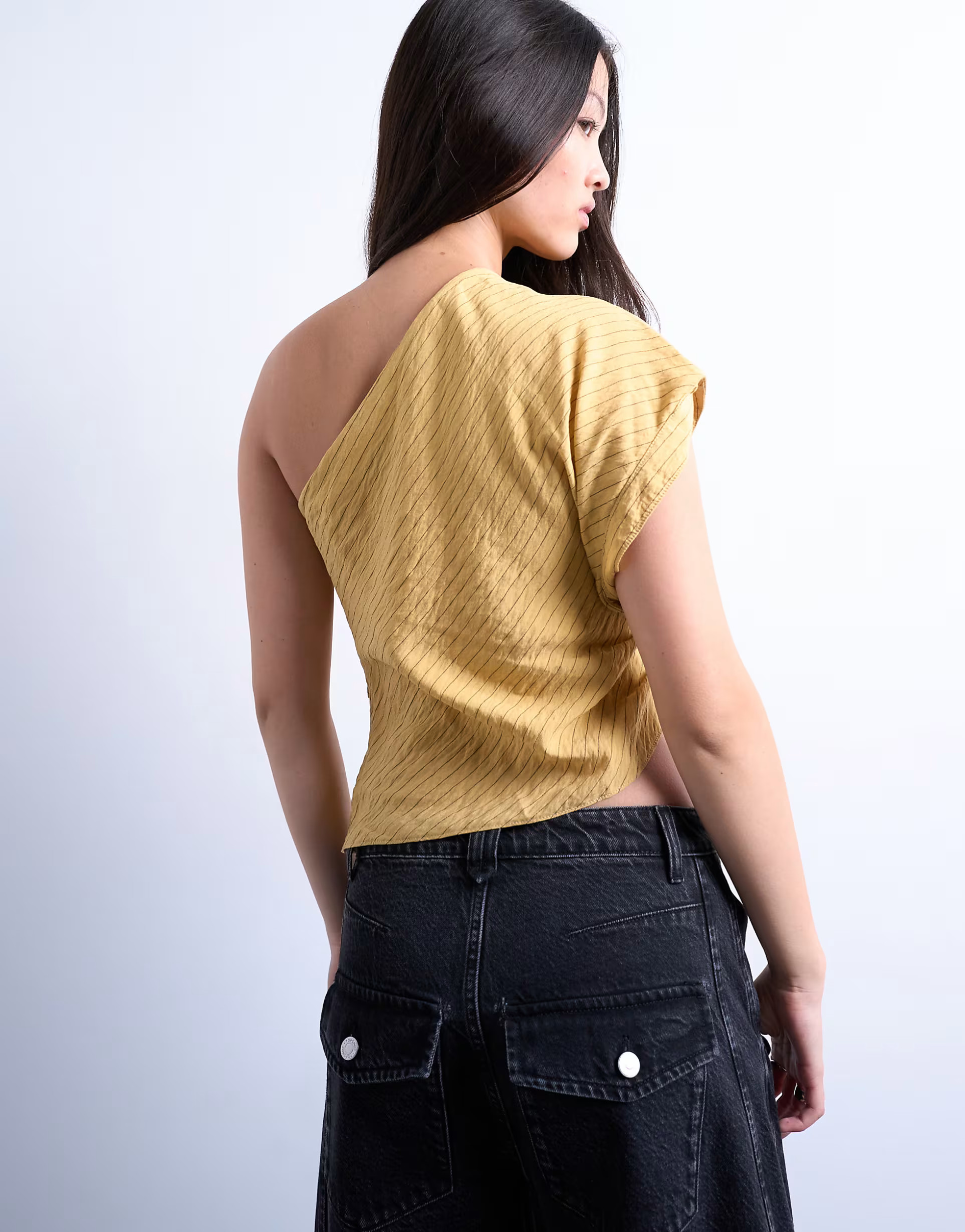 Topshop one-shoulder top in tan stripe | ASOS | ASOS (Global)