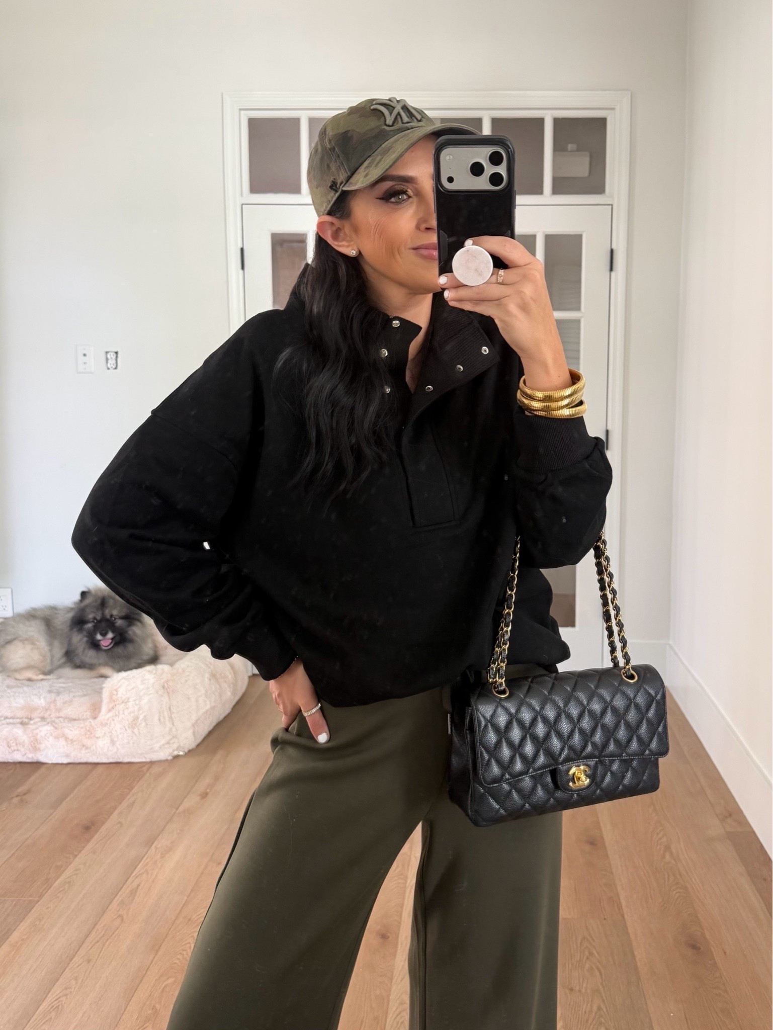 Women's Oversized Sweatshirt Mock Neck.SPANX AirEssentials® Wide Leg Pant