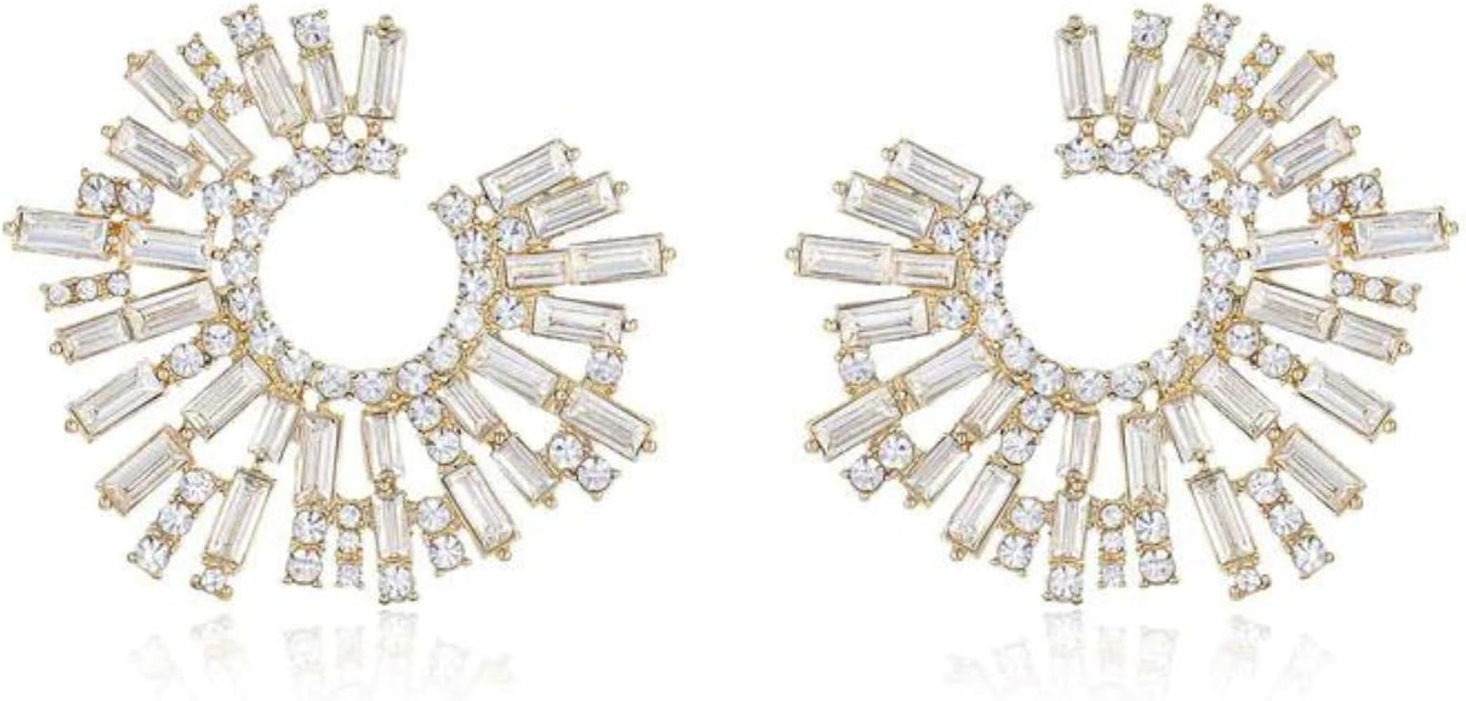 Ettika Gold Earrings For Women. Stud Earrings, Hoops. Opulent Green Crystal Stardust 18k Gold Pla... | Amazon (US)