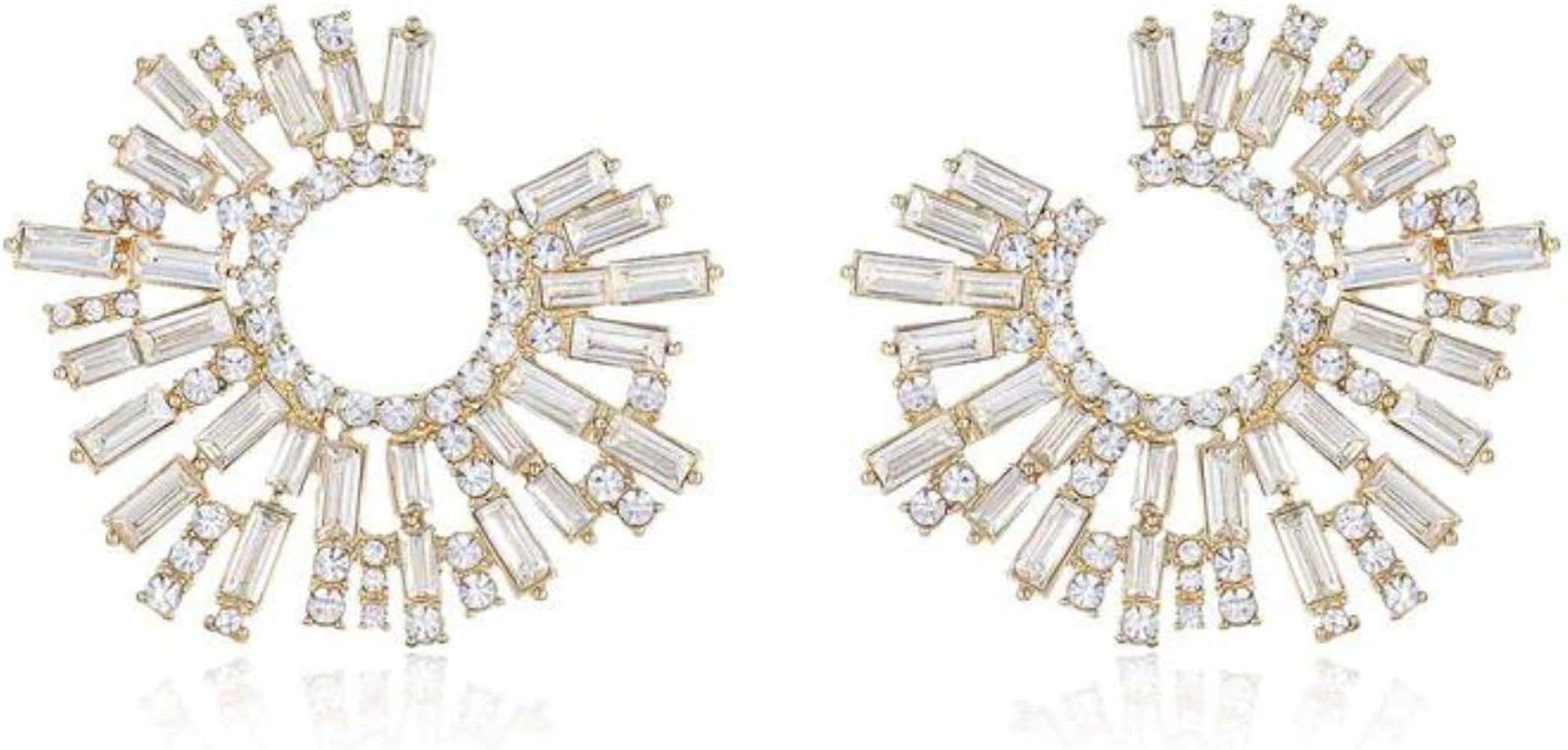 Ettika Gold Earrings For Women. Stud Earrings, Hoops. Opulent Green Crystal Stardust 18k Gold Pla... | Amazon (US)