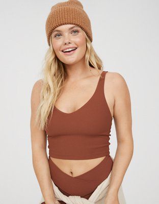 OFFLINE By Aerie Real Me Low Key Waffle Sports Bra | Aerie