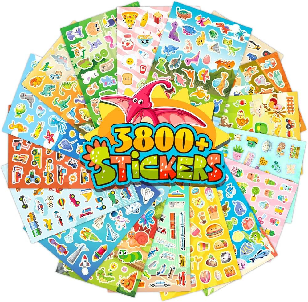 Stickers for Kids, 3800+ PCS Cute Stickers for Toddlers 18 Themes Bulk Stickers with Animal Food ... | Amazon (US)