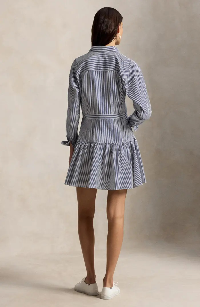 Long Sleeve Stripe Poplin Mini Shirtdress | Nordstrom