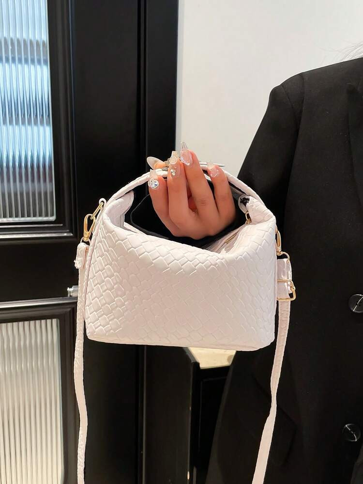 2025 New French High-End Woven Women's Handbag, Western Dumpling Bag, Niche Texture Commuter Bag,... | SHEIN