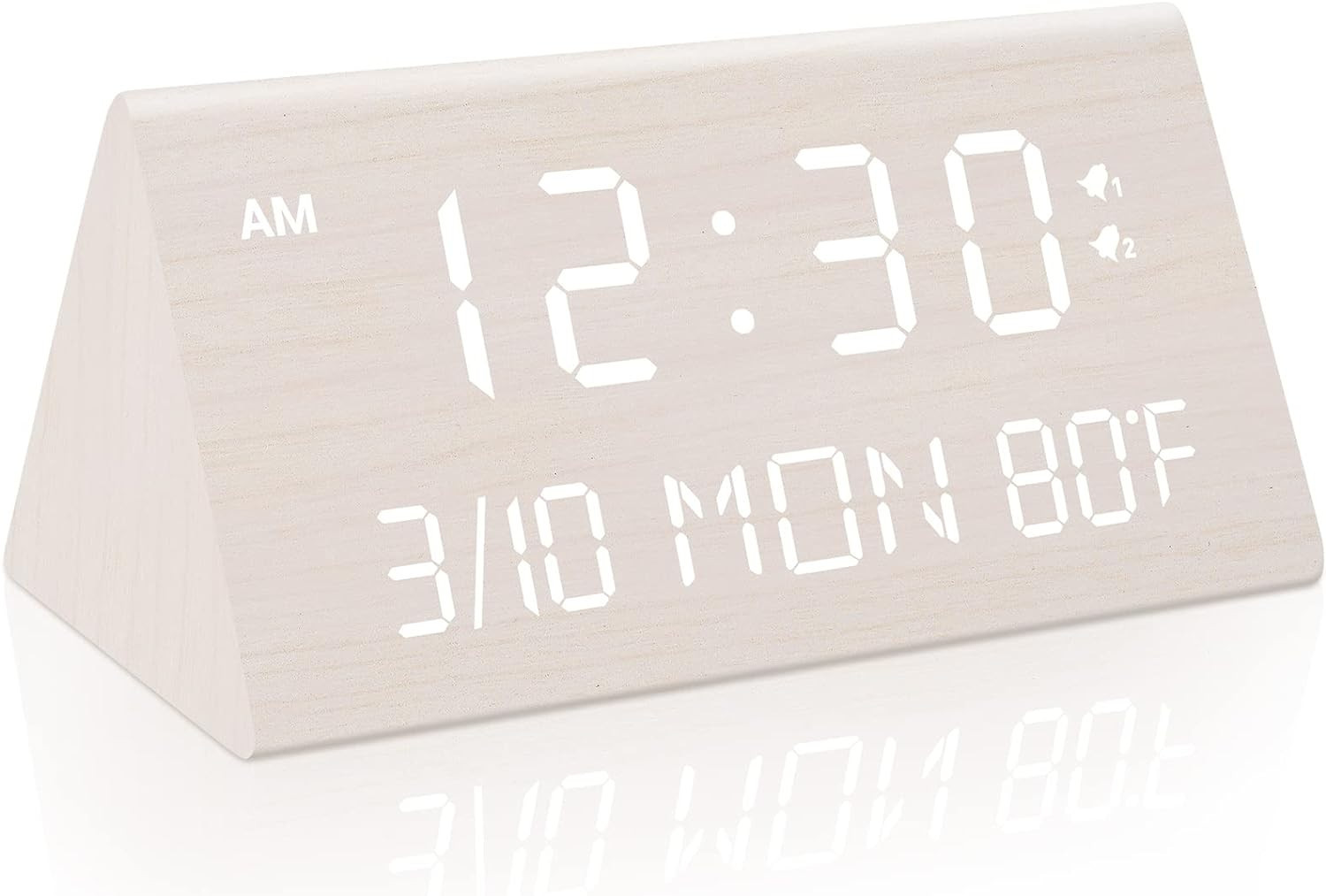 Kogonee Wooden Digital Alarm Clock, 0-100% Dimmer, 2 Alarm Settings, Weekday/Everyday Mode, 9 Min... | Amazon (US)