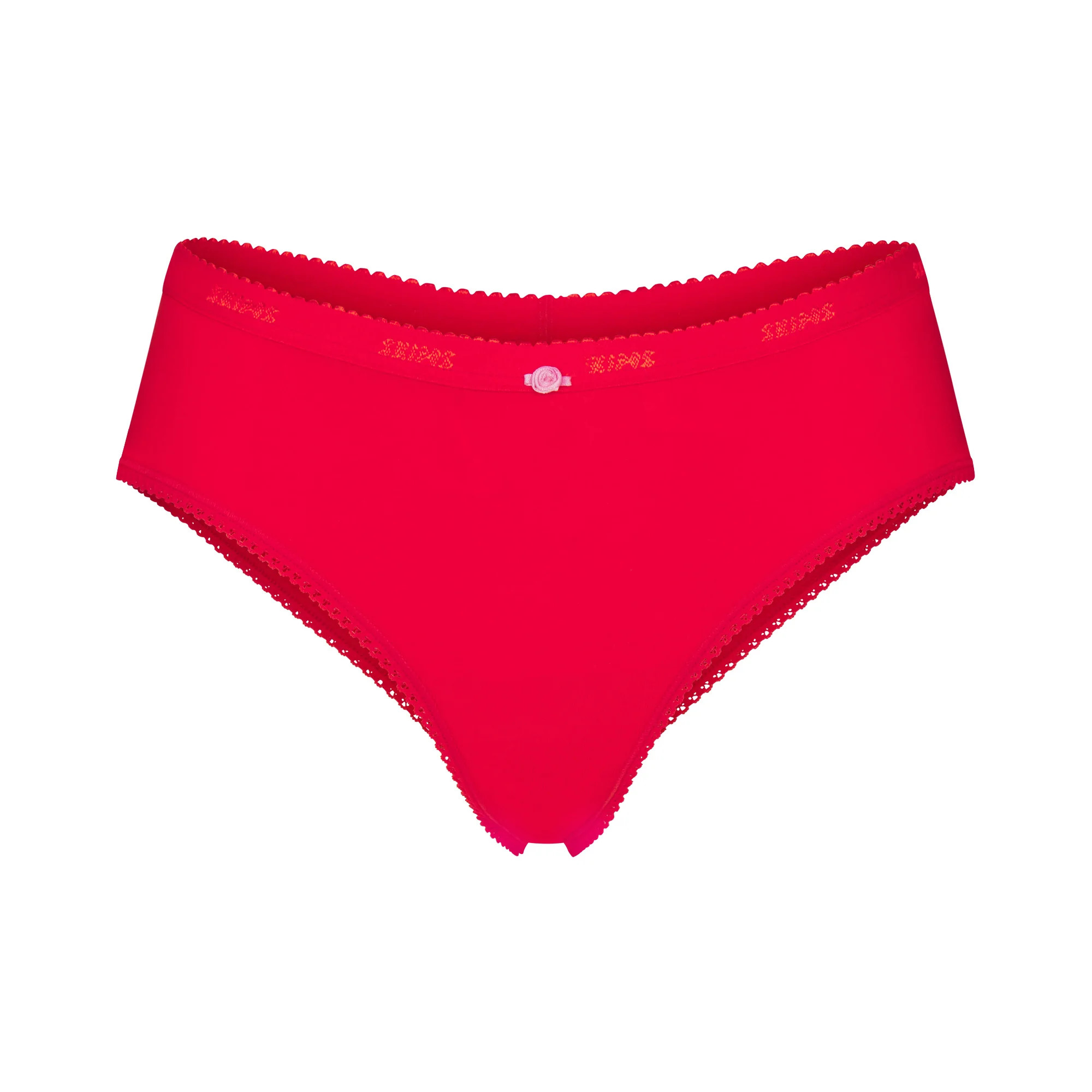 LIGHTWEIGHT COTTON LOGO PICOT HIPSTER | RUBY TONAL | SKIMS | SKIMS (US)