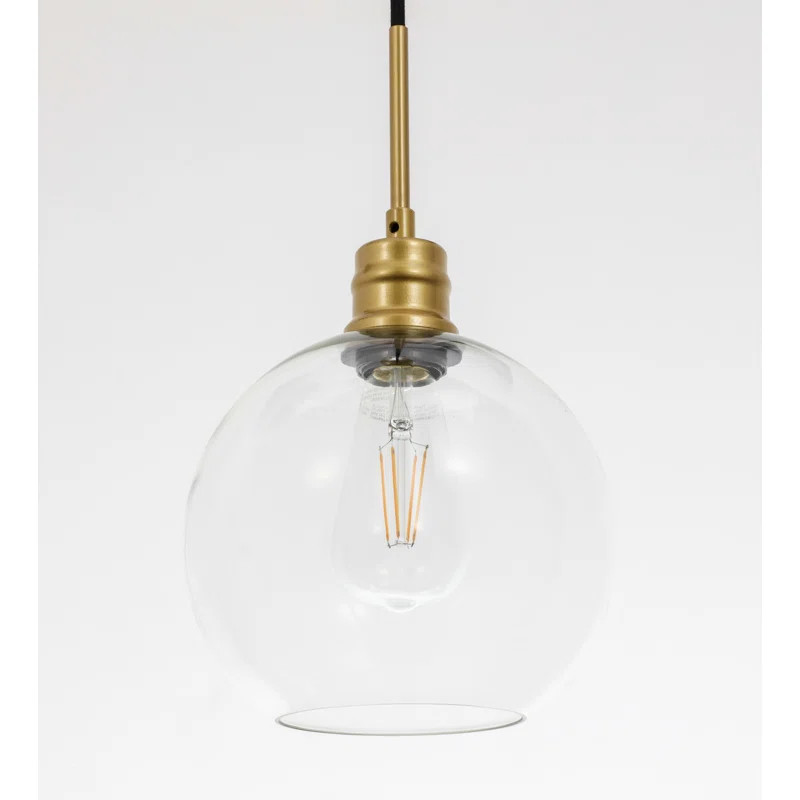 10" H x 8" W x 8" D Brass Velia 1 - Light Single Globe Pendant | Wayfair North America