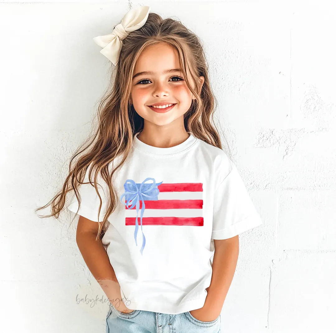 Coquette Flag Shirt, Girls Coquette 4th of July Shirt, Toddler 4th of July Shirt, Patriotic Shirt... | Etsy (US)
