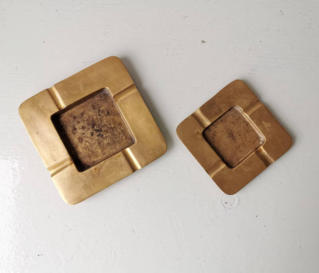 Set of 2 Vintage Design Brass Ashtrays, 80s - Etsy | Etsy (US)