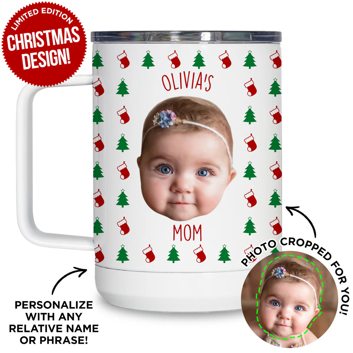 Personalized Baby Christmas Travel Mug | Type League Press