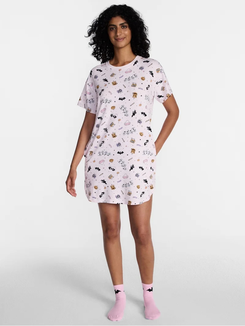 Halloween Women's Sleepshirt Top and Socks Set from Way to Celebrate, 2-Piece, Sizes XS-3X | Walmart (US)