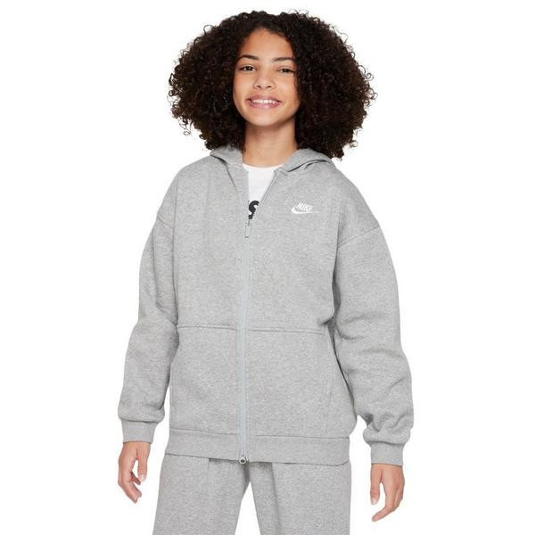 Kids' Nike Sportswear Club Fleece Full Zip Hoodie Small Dk Grey Heather/White | Scheels Sports