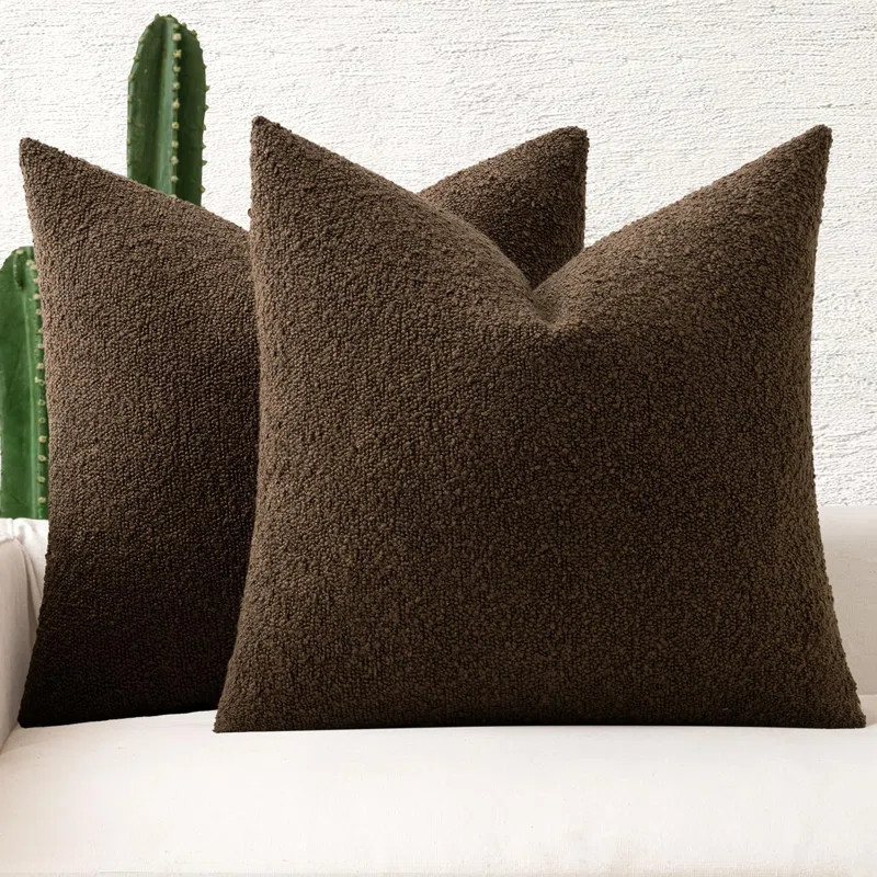 BEFIHO Set Of 2 Chocolate Throw Pillow Covers 20X20 Inch Decorative Couch Pillow Covers Textured ... | Wayfair North America