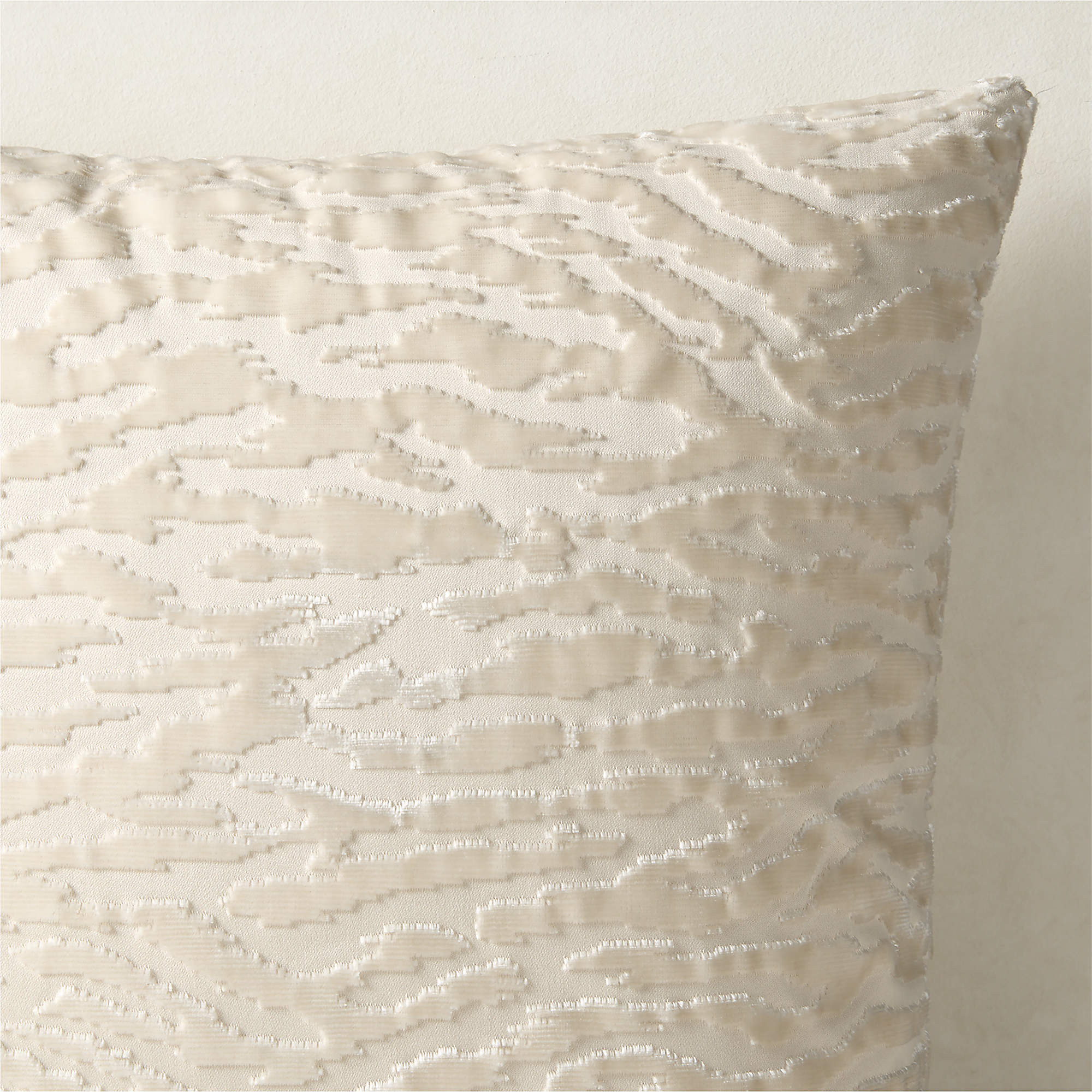 Tigris Warm White Cotton and Viscose Throw Pillow with Down-Alternative 20"x20" | CB2 | CB2