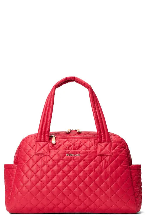 MZ Wallace Jimmy Deluxe Quilted Nylon Duffle Bag in Apple at Nordstrom | Nordstrom