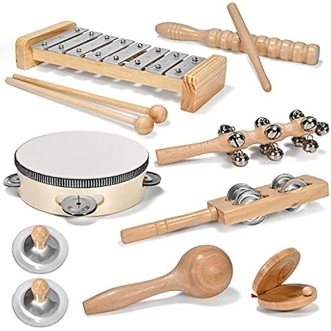 LOOIKOOS Toddler Musical Instruments International Natural Wooden Music Set for Toddlers and Kids... | Amazon (US)
