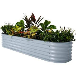 Garden Bed Kits 17 in. Tall 9 in 1 8 ft. x 2 ft. Metal Raised Planter Bed for Vegetables Flowers Ground Box, Sky Blue | The Home Depot