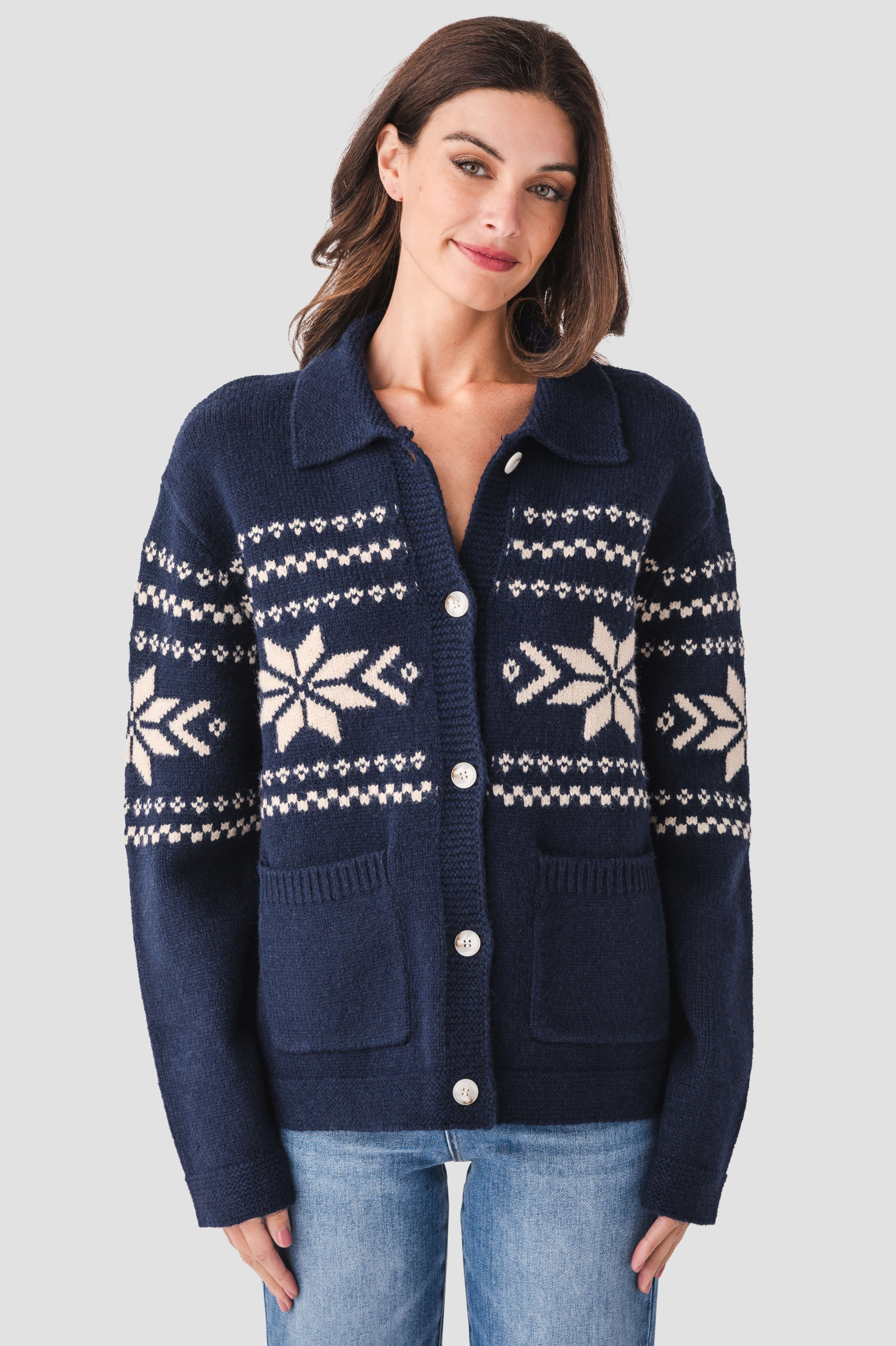 Raisonnel Nordic Snowflake Cardigan | Social Threads