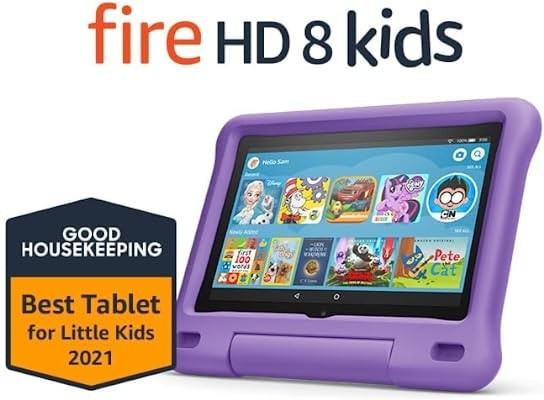 Fire HD 8 Kids tablet, 8" HD display, ages 3-7, 32 GB, includes a 1-year subscription to amazon K... | Amazon (US)