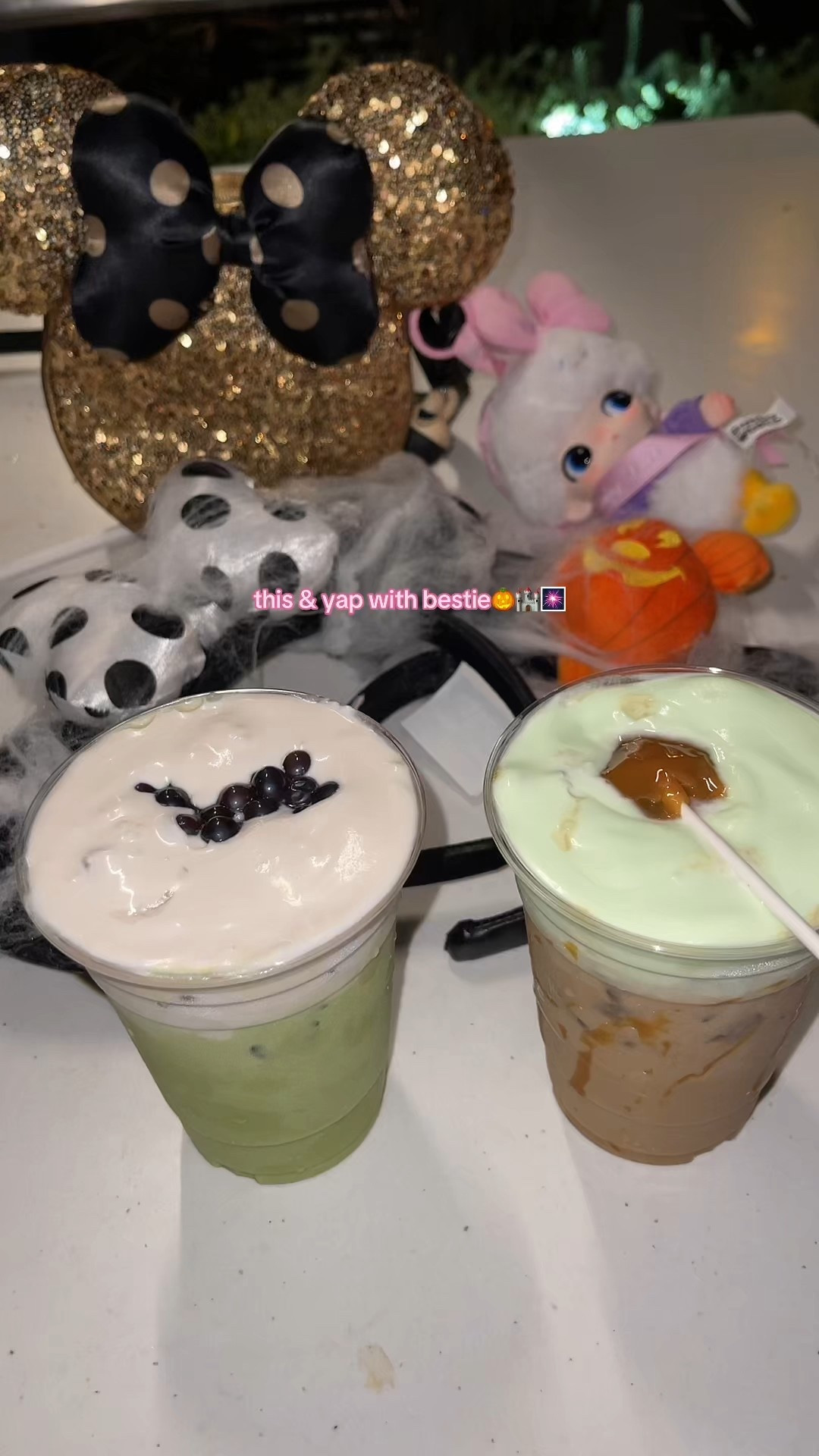 Spooky Disney night with bestie🎃🏰🦇🍵🫐 drinks were a 10/10🧡 blueberry matcha and asgardian apple cold brew from Pym Kitchenn

#LTKSeasonal #LTKU #LTKFindsUnder50