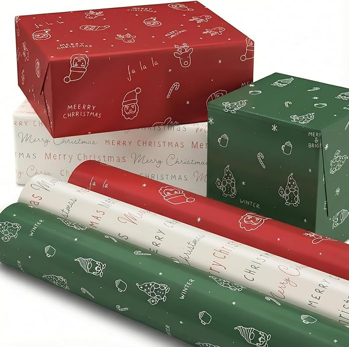 Beautiful Christmas Gift Wrapping Paper Rolls For Small & Medium Size Gifts - Set of 3 Quality Pa... | Amazon (US)