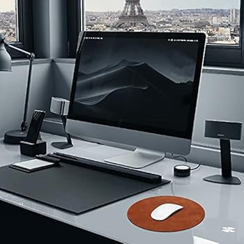 Besezx Mouse Pad，Round Mouse Pad，PU Mouse Pad，Leather Mouse Pad with Stitched Edge Micro-Fiber Base  | Amazon (US)