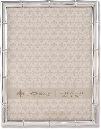 Lawrence Frames Bamboo Design Metal Frame, 5x7, Silver | Amazon (US)