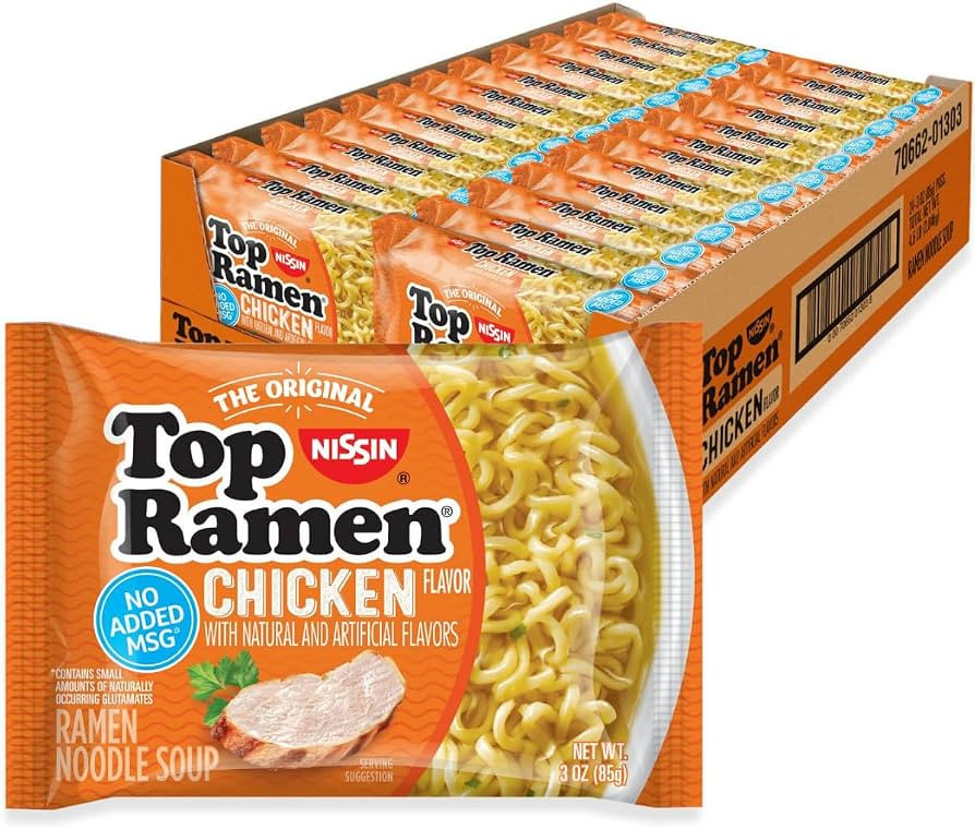 Nissin Top Ramen Noodle Soup, Chicken, 3 Ounce (Pack of 24) | Amazon (US)