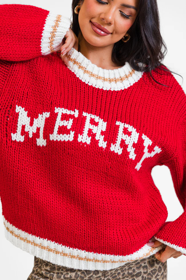 Merry and Bright Red Sweater | Pink Lily