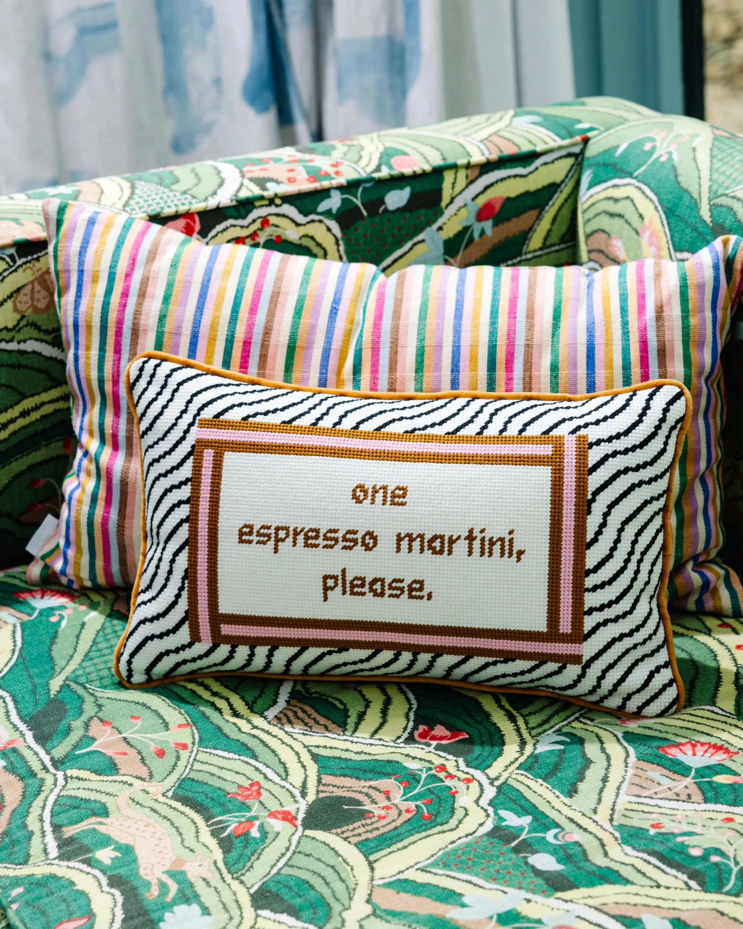 Espresso Martini Needlepoint Pillow | Furbish Studio