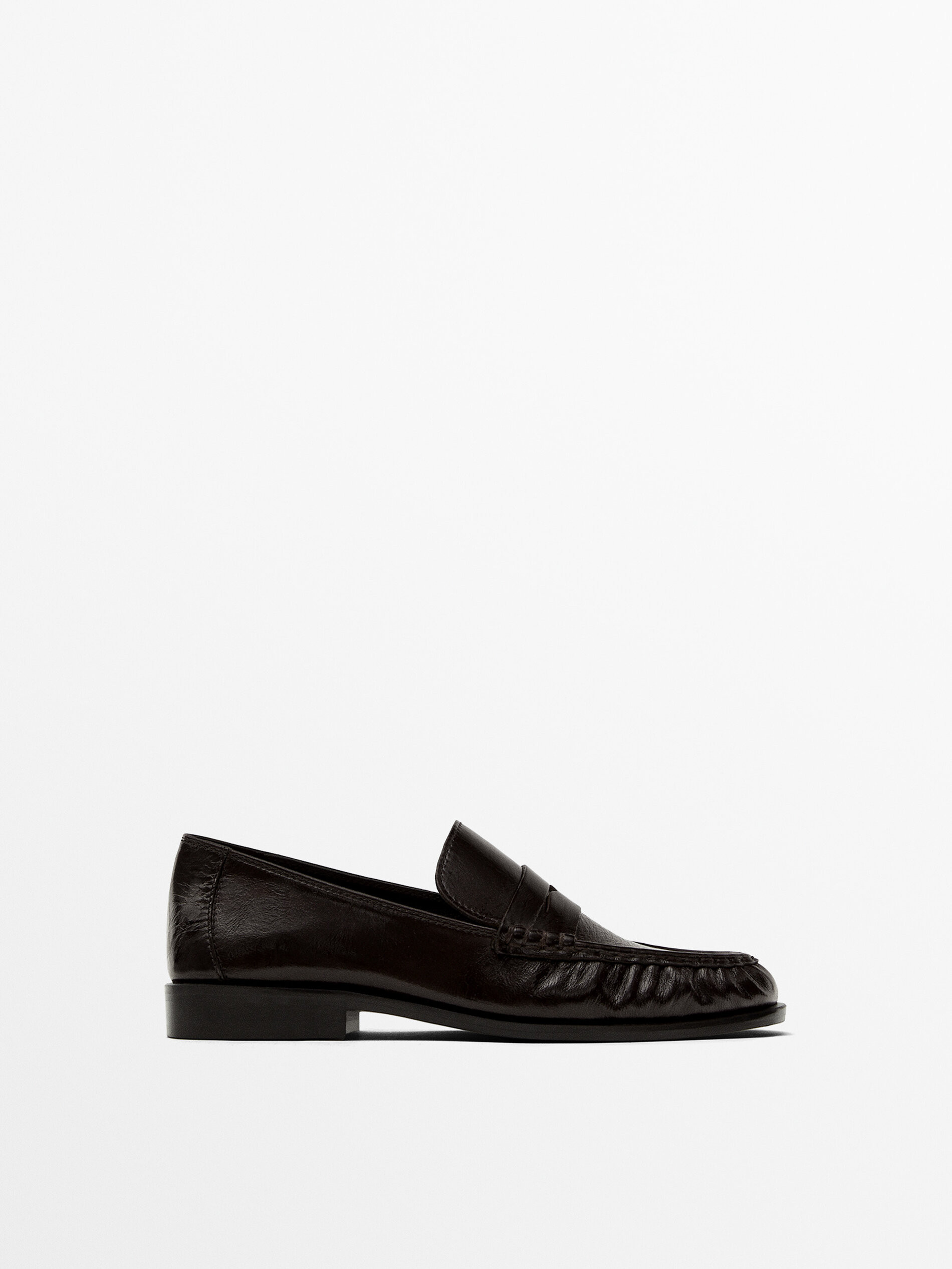 Gathered penny loafers | Massimo Dutti US