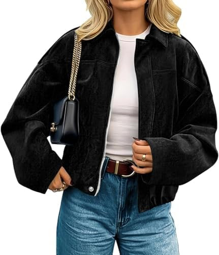 Womens Faux Suede Jackets Fall Outfits Coat Open Front Cropped Jacket | Bomber with Pockets,2026 ... | Amazon (US)
