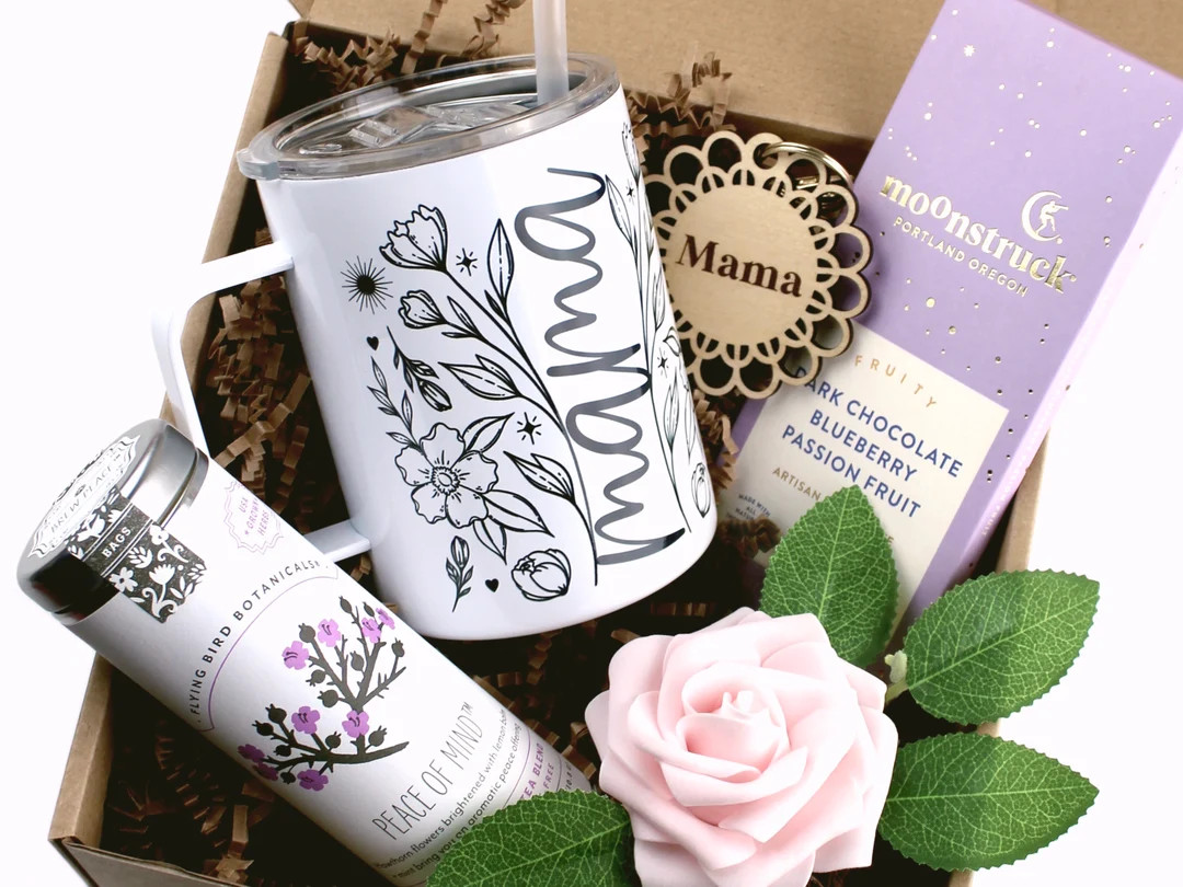 Mother's Day Gift Box, New Mama Gift Basket, Mom Self Care Gift Box, Tea Lover Gift Basket, Insul... | Etsy (US)