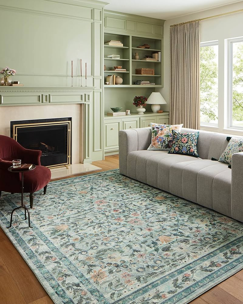 Loloi Rifle Paper Co. x Courtyard Collection Sage 8'-6" x 11'-6" Area Rug | Amazon (US)