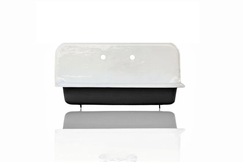 Antique Inspired High Back Farm Sink 36" Cast Iron Original Porcelain Finish Wall Mount Kitchen S... | Etsy (US)