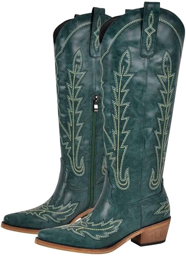 Cowboy Boots for Women Knee High Cowgirl Boots Wide Calf Embroidered Western Boots | Amazon (US)