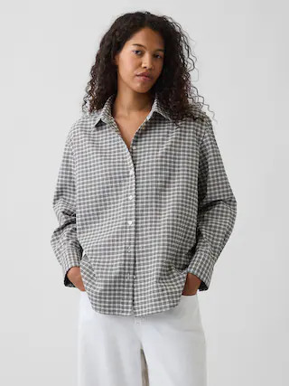 Seersucker Plaid Oversized Shirt | Gap (US)