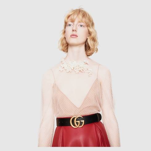 Leather belt with Double G buckle | Gucci (US)