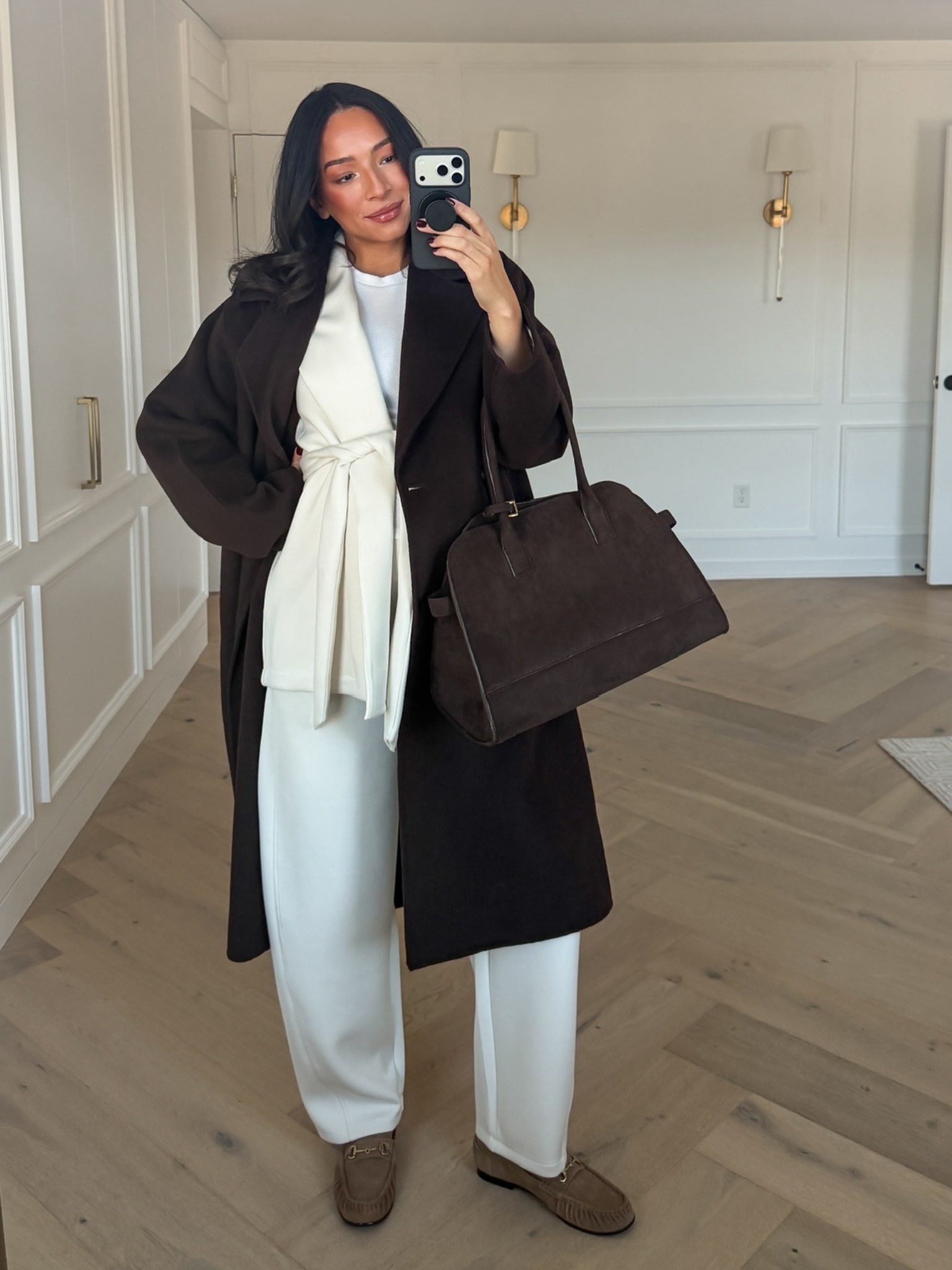 Comfy Winter Outfit 🤍 Use code NENAXSPANX for 15% off your first Spanx purchase + free shipping! Wearing size M cardigan, size M Tall barrel leg pants and size M tall tailored topcoat - this material is so comfortable, lightweight and buttery soft!

Loungewear
Winter outfit
Winter fashion
Airport outfit
Travel outfit