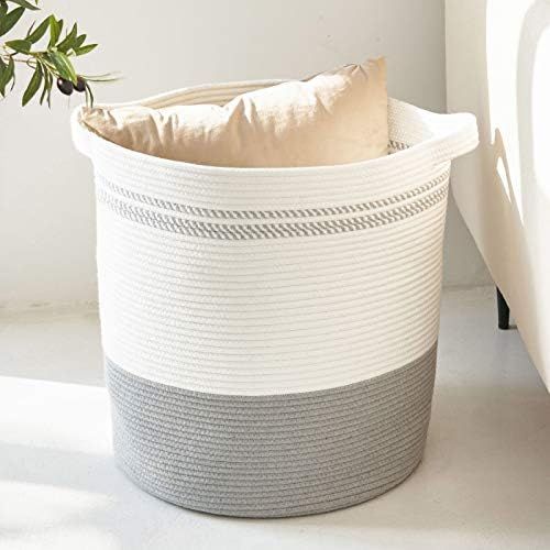 Goodpick Large Cotton Rope Basket Woven Basket Blanket Storage Basket in Living Room Laundry Basket  | Amazon (UK)